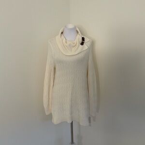 NWT Charter Club Cream Cowl Neck Tunic Sweater
